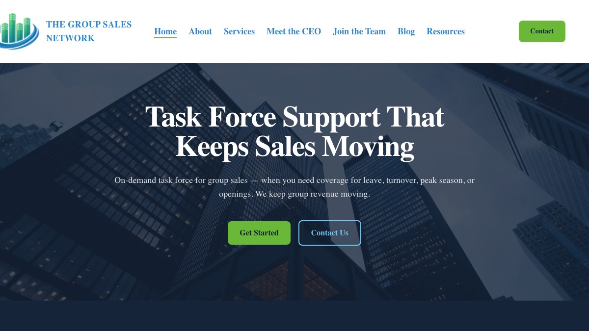 The Group Sales Network website for hotel group sales task force services